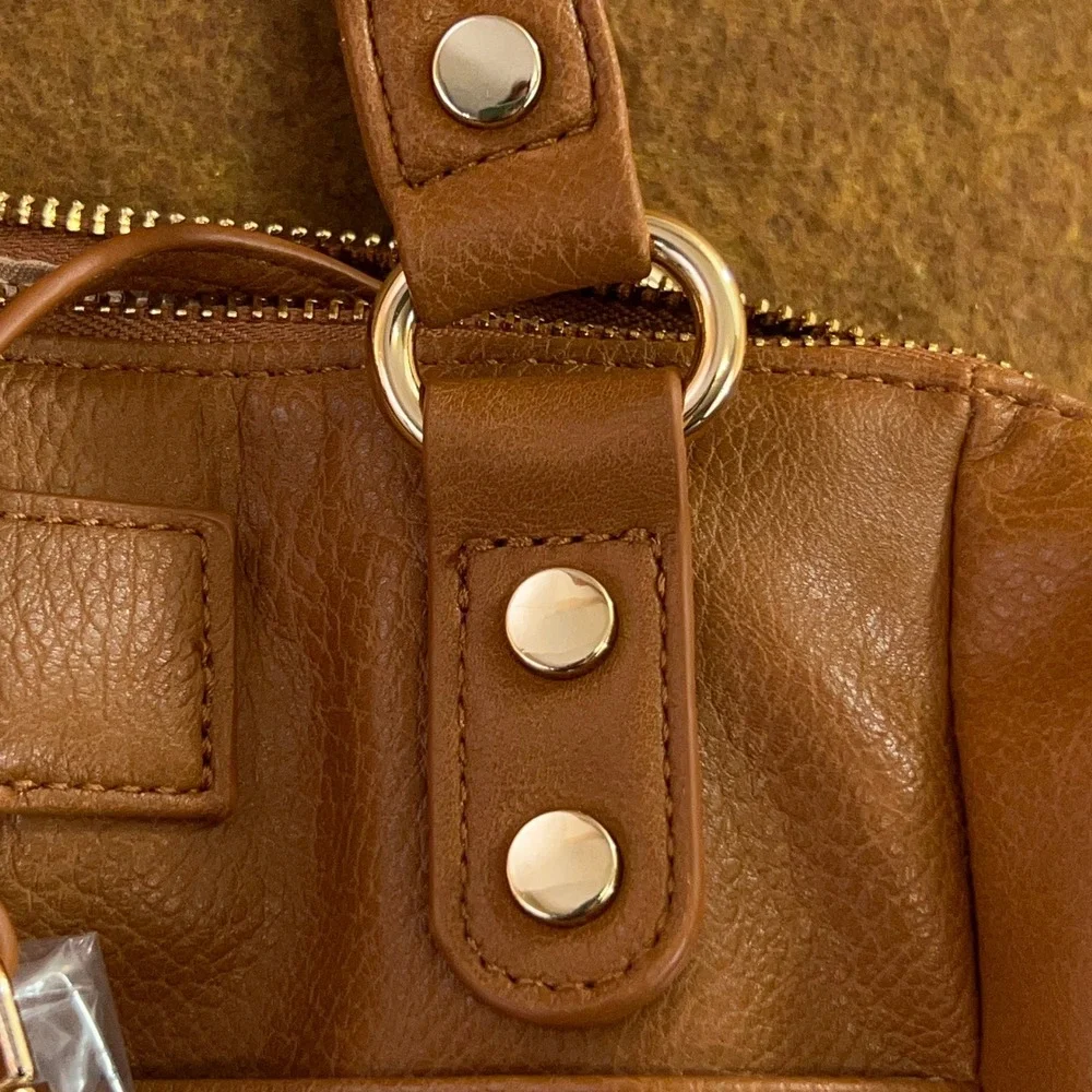 MOMINSIDE Women OS Brown Vegan Leather Convertible Diaper Bag Backpack Tote NWT